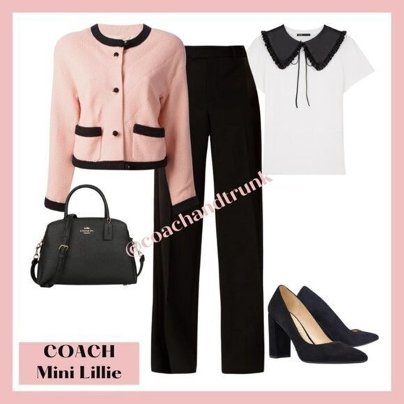 COACH Leather Mini Lillie Carryall Black With Gold Hardware Feet NWT - Picture 8 of 10